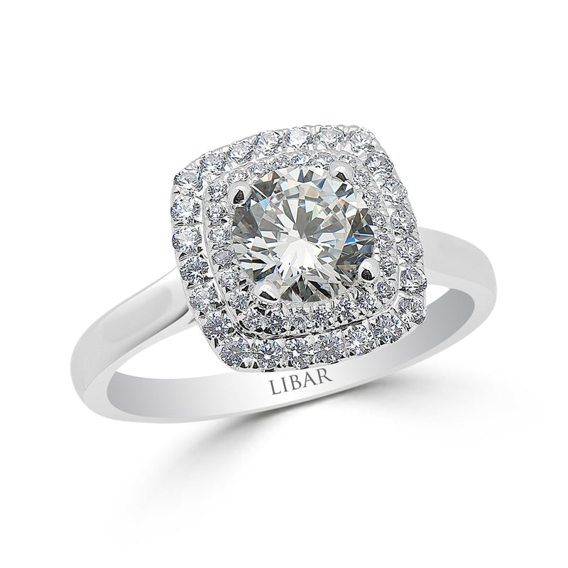 Double Halo Cushion Engagement Ring