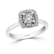 Claw Set Cushion Halo Engagement Ring