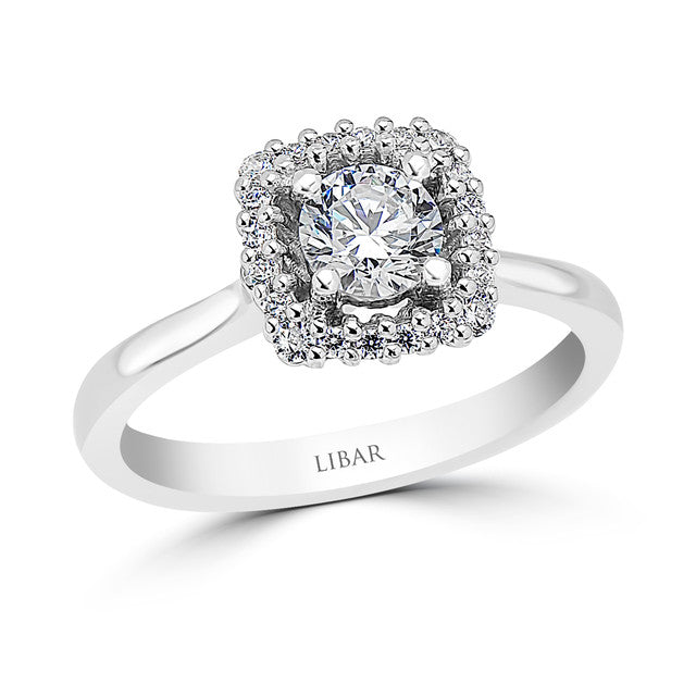 Claw Set Cushion Halo Engagement Ring