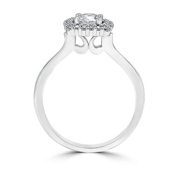 Claw Set Cushion Halo Engagement Ring
