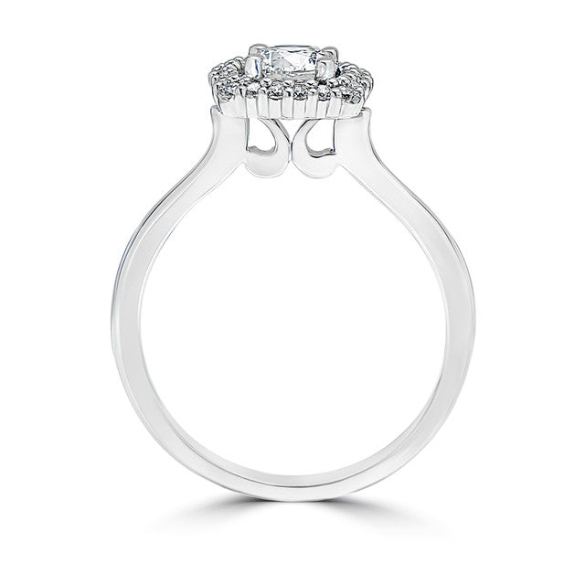 Claw Set Cushion Halo Engagement Ring