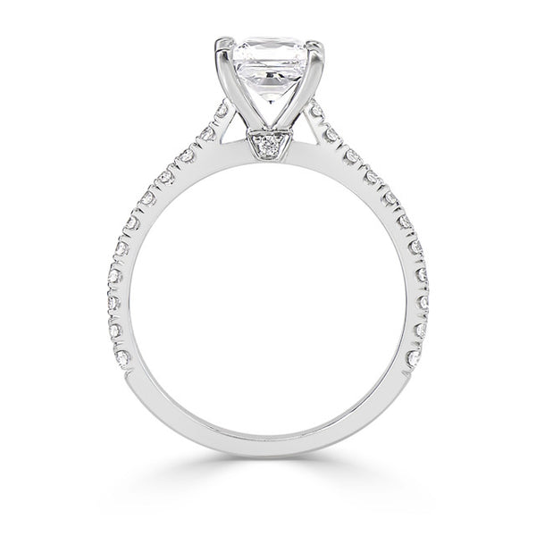 Crest Collection Princess Cut French-Pave Set Engagement Ring