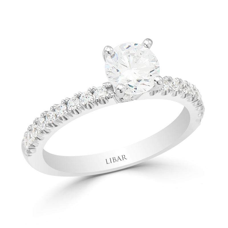 Ladies Crest Collection Four Claw French Pave Engagement Ring