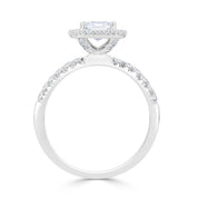 Cushion Halo Fishtail Pave Set Diamond Engagment Ring