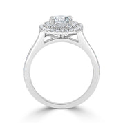 Double Halo Graduated Diamond Engagement Ring