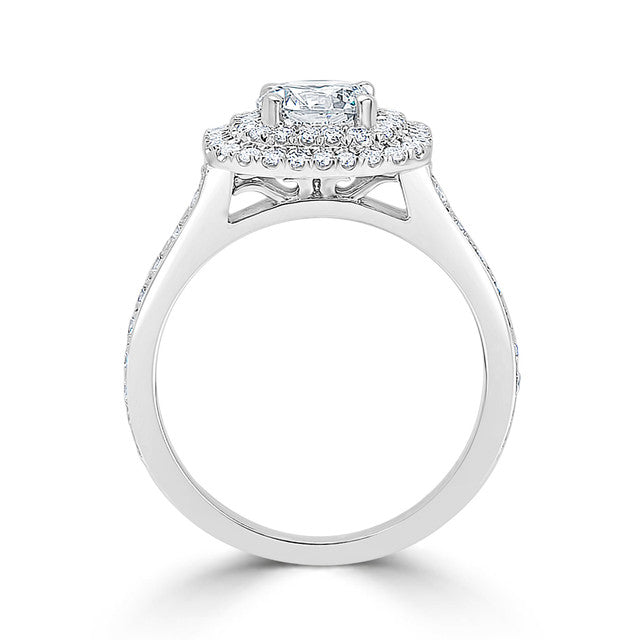 Double Halo Graduated Diamond Engagement Ring