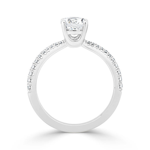 Ladies Floating Cathedral Graduated Pave Set Diamond Engagement Ring