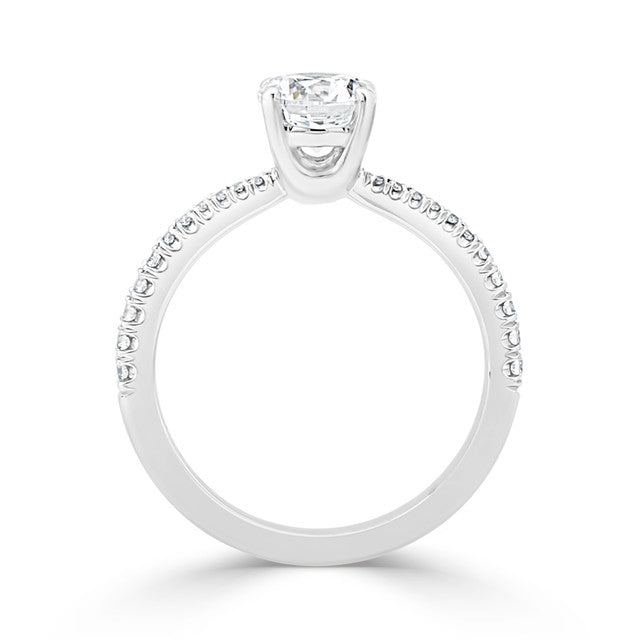 Ladies Floating Cathedral Graduated Pave Set Diamond Engagement Ring