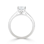 Four Claw Princess Cut Milgrained Pave Engagement Ring