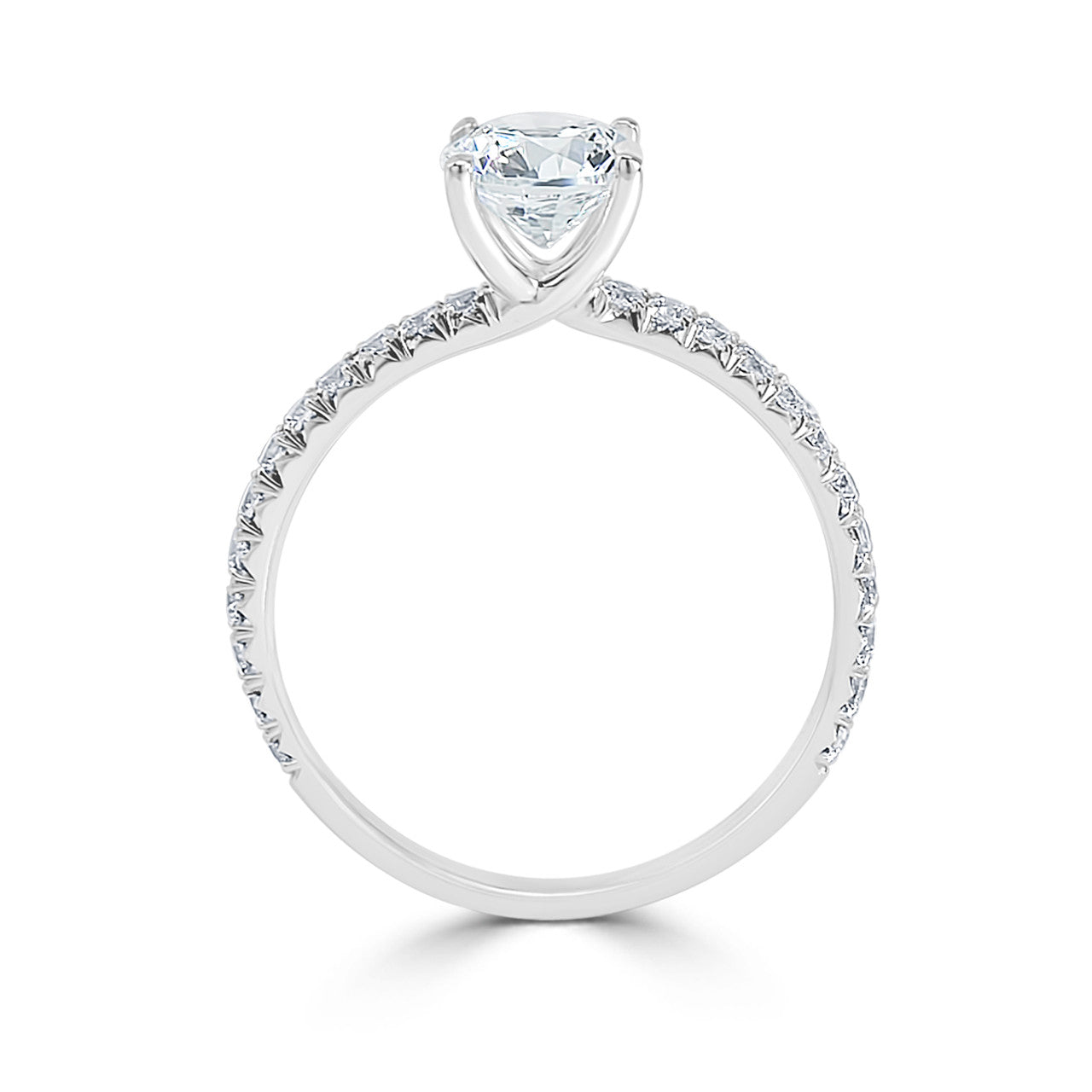 Ladies Fishtail Pave Set Four Claw Crossover Engagement Ring