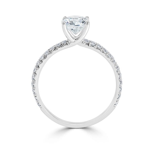 Ladies Fishtail Pave Set Four Claw Crossover Engagement Ring