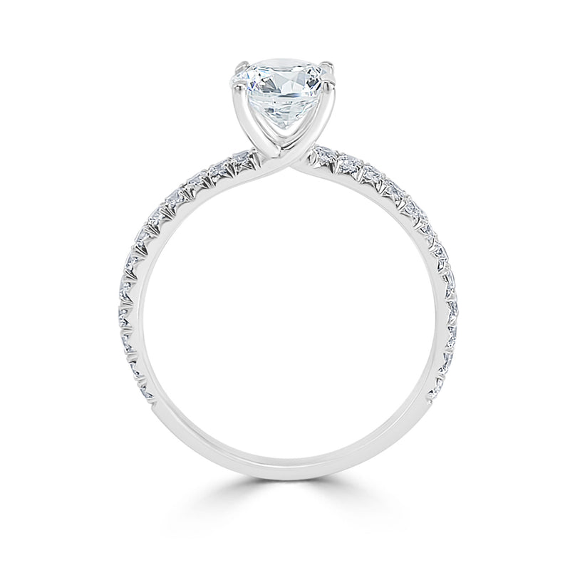 Ladies Fishtail Pave Set Four Claw Crossover Engagement Ring