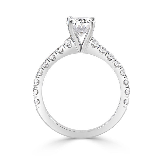 Ladies Oval For Claw Pave Set Engagement Ring