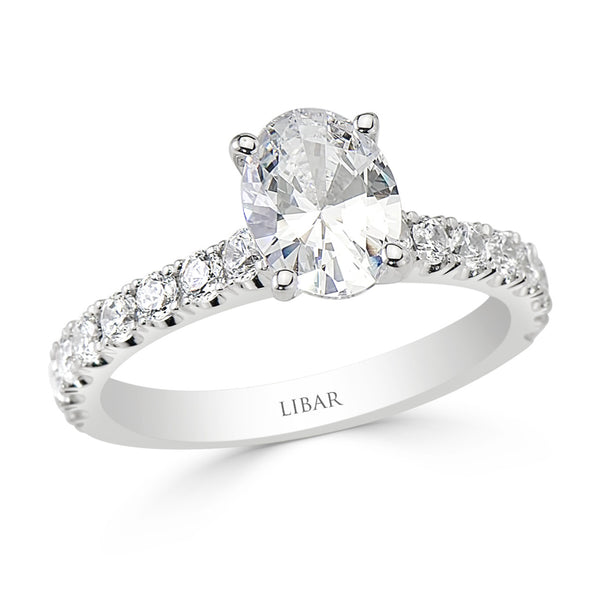 Ladies Oval For Claw Pave Set Engagement Ring