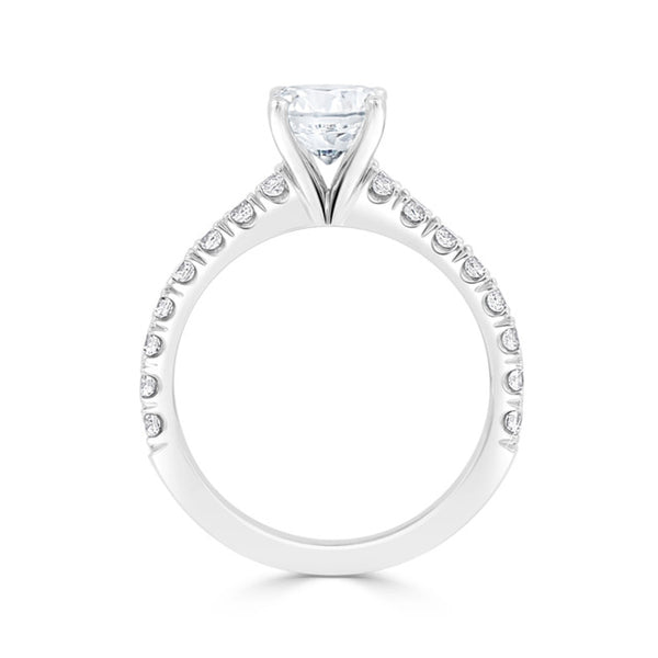 Ladies Round For Claw Pave Set Engagement Ring
