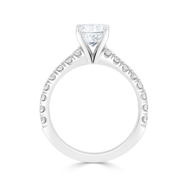 Ladies Round For Claw Pave Set Engagement Ring