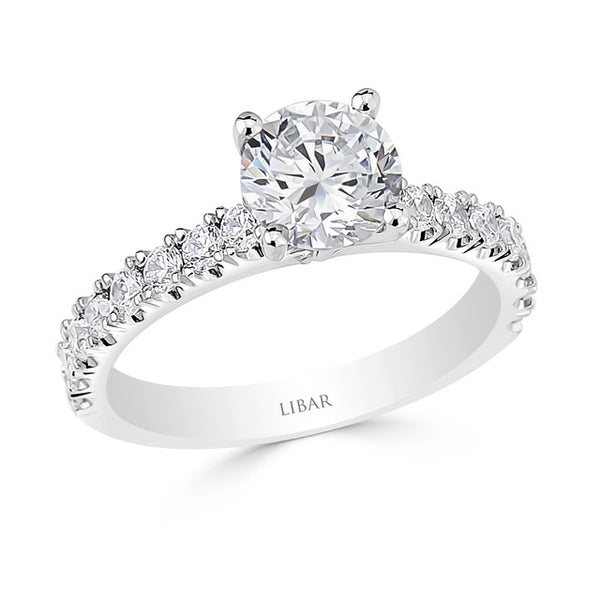 Ladies Round For Claw Pave Set Engagement Ring