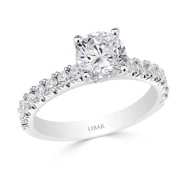 Ladies Round For Claw Pave Set Engagement Ring