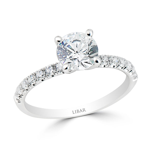 Four Claw Round Pave Set Engagement Ring