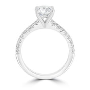 Ladies Four Claw Open Setting Round Diamond Pave Engagement Ring