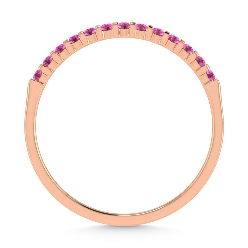 14K Rose Gold 1/4 Ct.tw Pink Sapphire & Diamond Machine Band