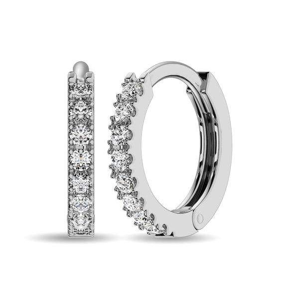 10K White Gold 1/10 Ct.Tw. Diamond Hoop Earrings