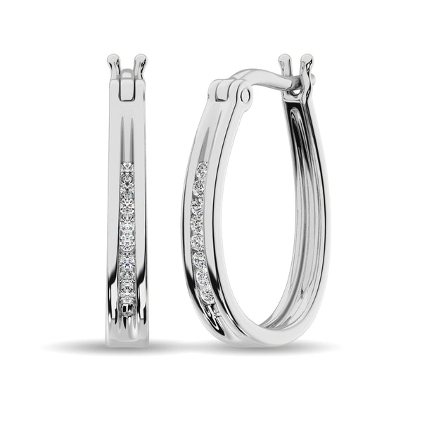 10K White Gold 1/10 Ct.Tw. Diamond Hoop Earrings