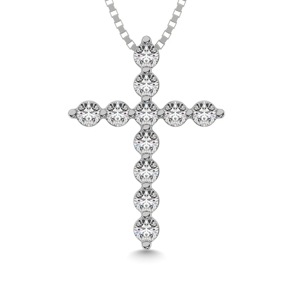 Shared Prong Diamond  1/5 Ct.Tw Cross Pendant.