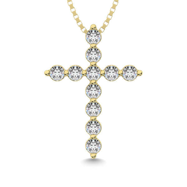 Shared Prong Diamond  1/5 Ct.Tw Cross Pendant.