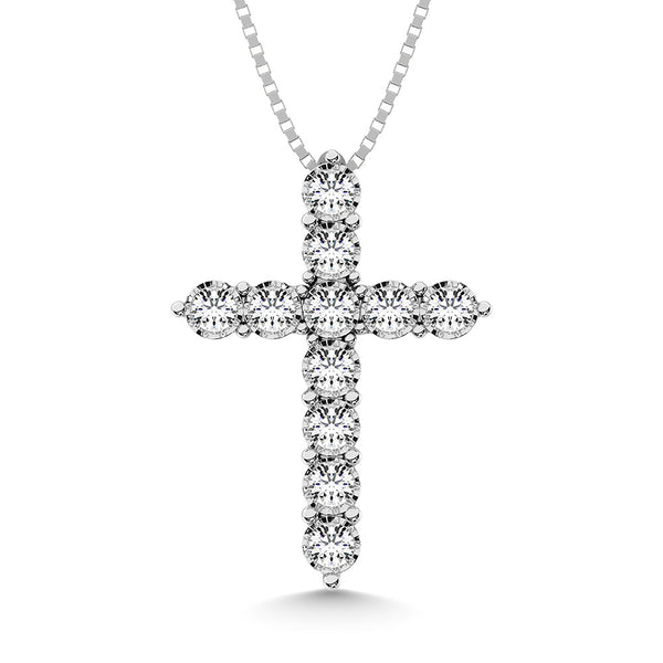 10K White Gold 1/20 Ct.Tw.Diamond Cross Pendant