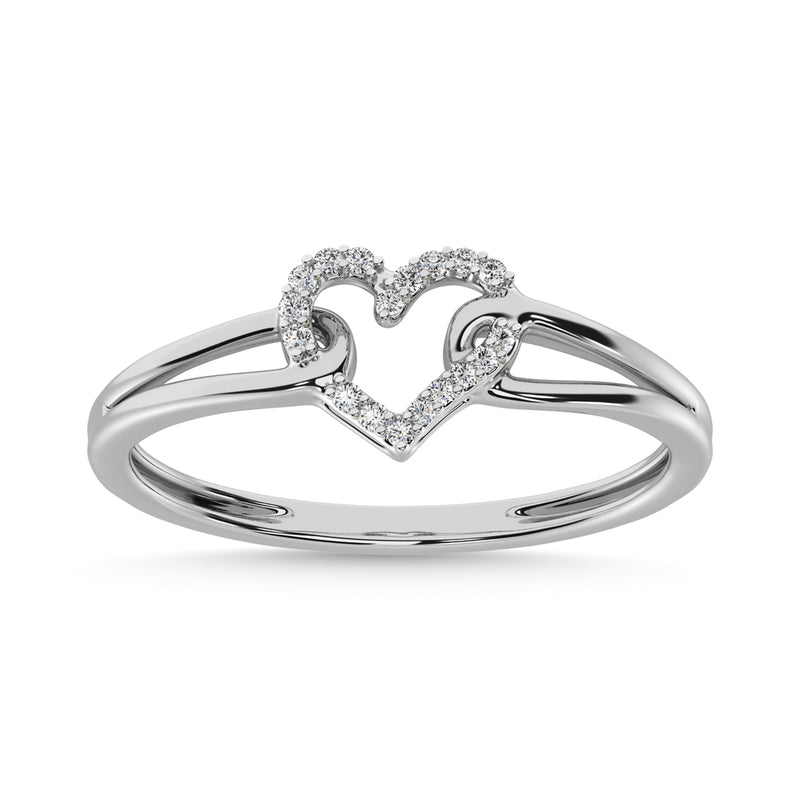 10K White Gold 1/20 Ctw Diamond Heart Ring