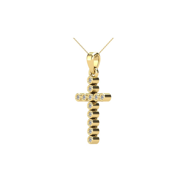 10K Yellow Gold 1/20 Ct.Tw. Diamond Accent Croos Pendant