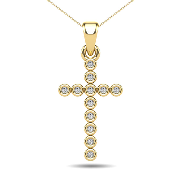 10K Yellow Gold 1/20 Ct.Tw. Diamond Accent Croos Pendant