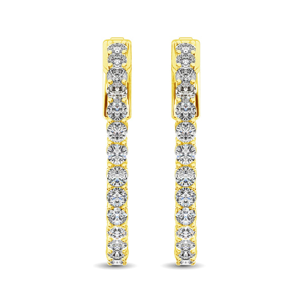 10K Yellow Gold Diamond 1/2 Ct.Tw. In and Out Hoop Earrings