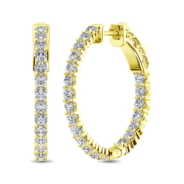 10K Yellow Gold Diamond 1/2 Ct.Tw. In and Out Hoop Earrings