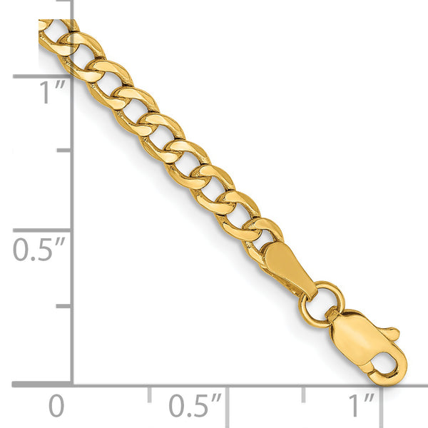 14k 3.35mm Semi-Solid Curb Chain