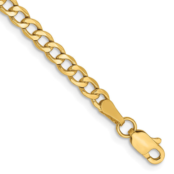 14k 3.35mm Semi-Solid Curb Chain