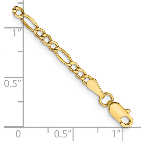 14k 2.5mm Semi-Solid Figaro Chain