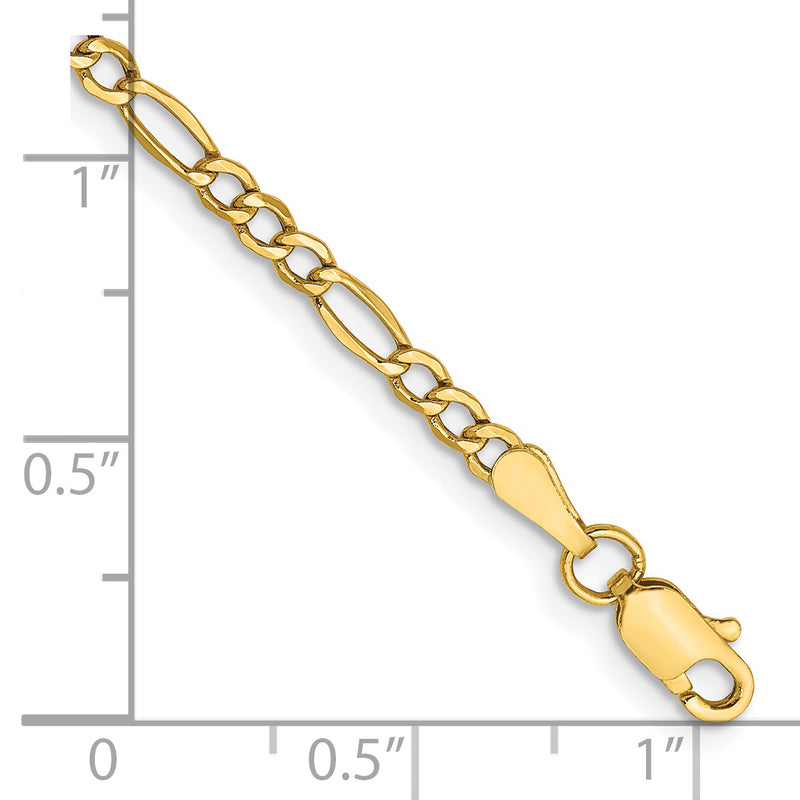 14k 2.5mm Semi-Solid Figaro Chain