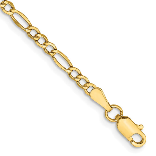 14k 2.5mm Semi-Solid Figaro Chain