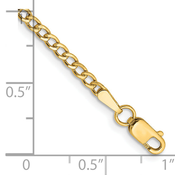 14k 2.5mm Semi-Solid Curb Chain