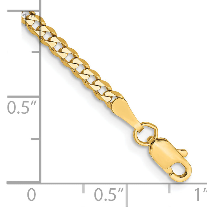 14k 2.3mm Flat Beveled Curb Chain