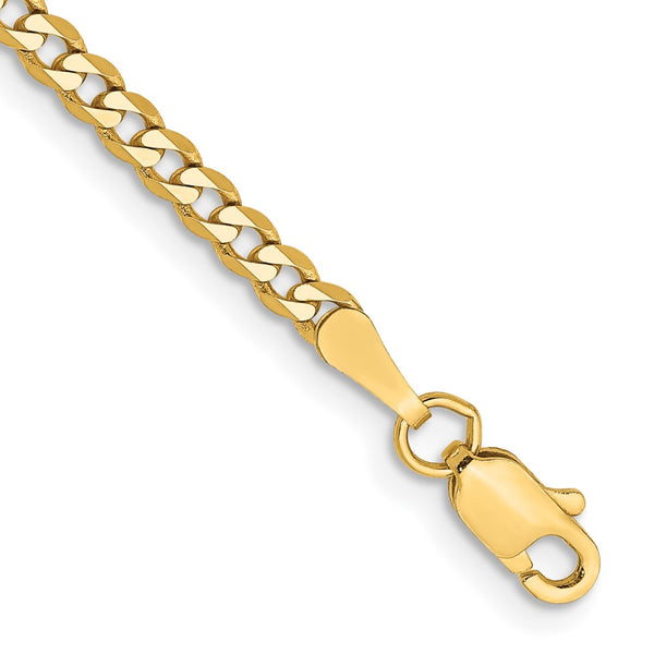 14k 2.3mm Flat Beveled Curb Chain