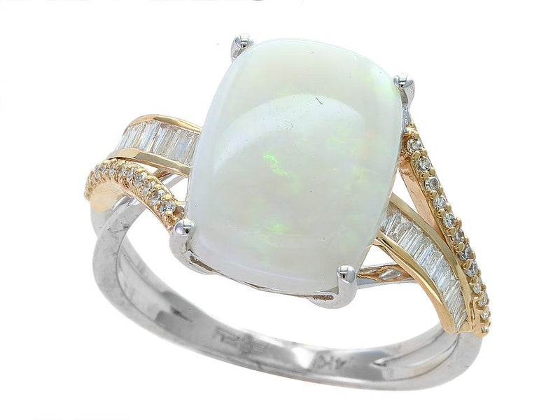 EFFY 14K 2TONE GOLD DIAMOND,OPAL RING