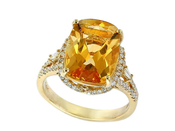 EFFY 14K YELLOW GOLD DIAMOND,CITRINE RING