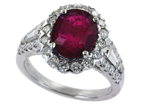 EFFY 18K WHITE GOLD NATURAL RUBY RING