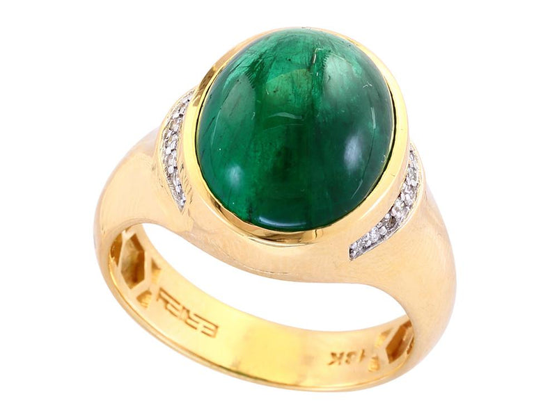 EFFY 18K YELLOW GOLD DIAMOND,NATURAL EMERALD RING