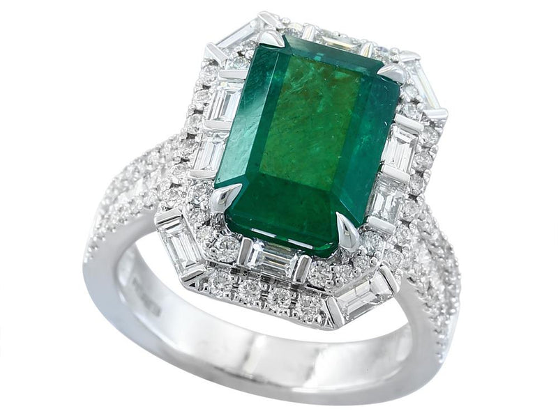 EFFY 18K WHITE GOLD NATURAL EMERALD RING