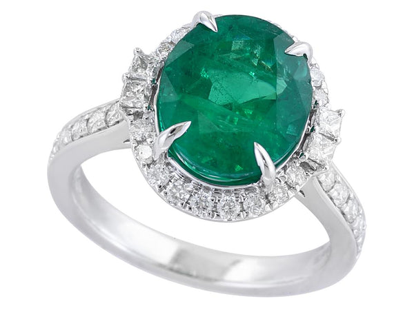 EFFY 18K WHITE GOLD NATURAL EMERALD RING