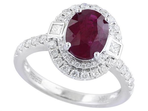 EFFY 18K WHITE GOLD NATURAL RUBY RING